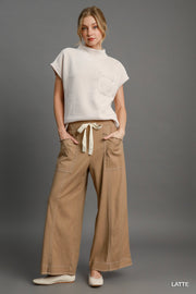 Wide Leg Pull On Pants - Fashionmj