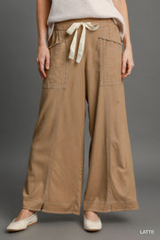 Wide Leg Pull On Pants - Fashionmj