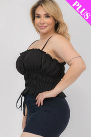 Plus Size Tiered Shirred Body Crop Top - Fashionmj