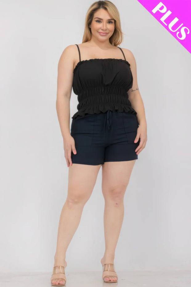 Plus Size Tiered Shirred Body Crop Top - Fashionmj