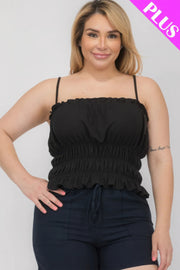 Plus Size Tiered Shirred Body Crop Top - Fashionmj