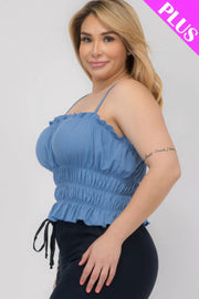 Plus Size Tiered Shirred Body Crop Top - Fashionmj