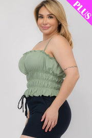 Plus Size Tiered Shirred Body Crop Top - Fashionmj