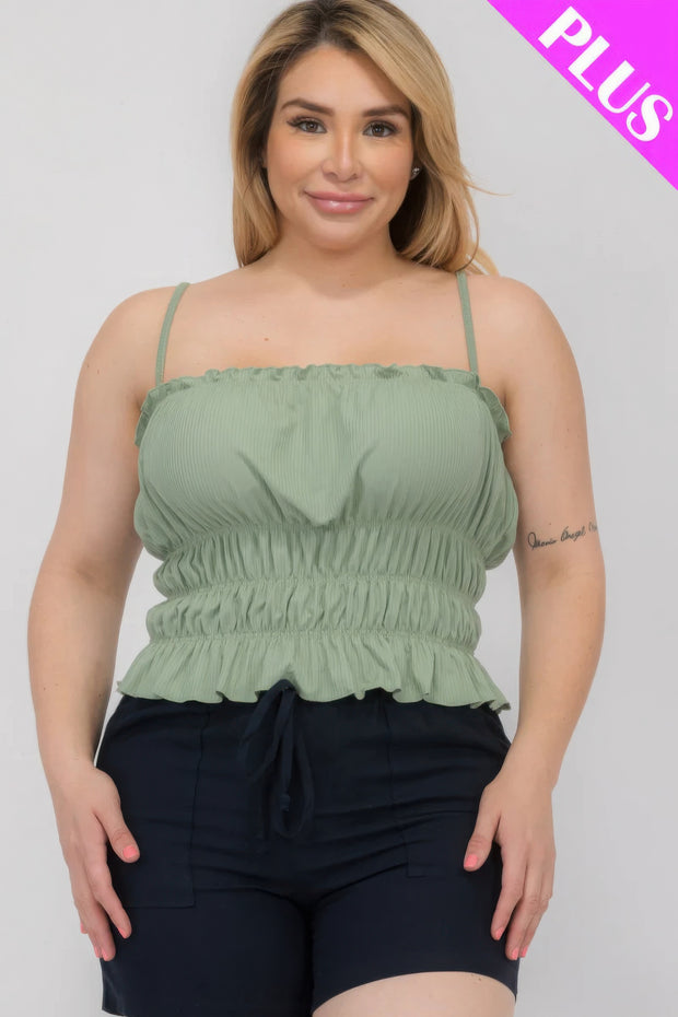 Plus Size Tiered Shirred Body Crop Top - Fashionmj