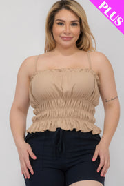 Plus Size Tiered Shirred Body Crop Top - Fashionmj