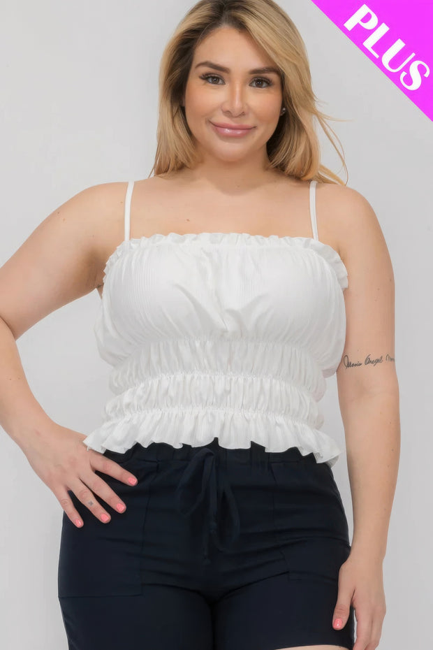 Plus Size Tiered Shirred Body Crop Top - Fashionmj