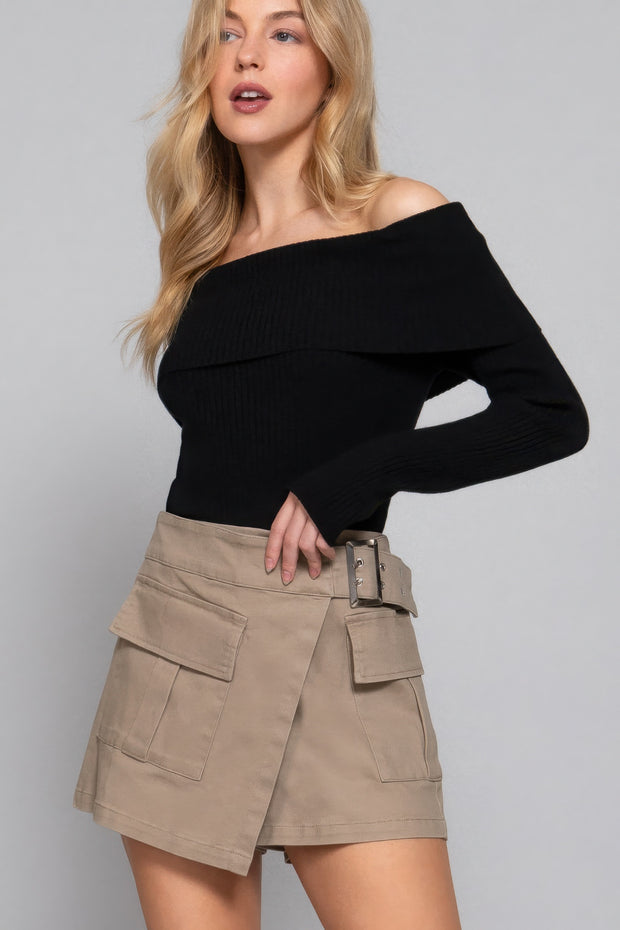 Waist Belted Cargo Skort - Fashionmj