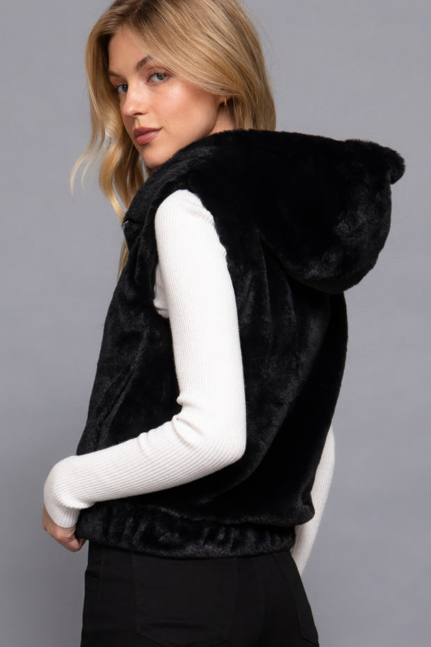 Hoodie Faux Fur Vest - Fashionmj