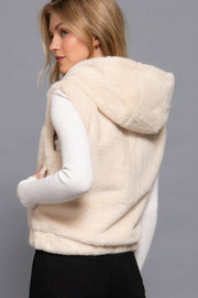 Hoodie Faux Fur Vest - Fashionmj