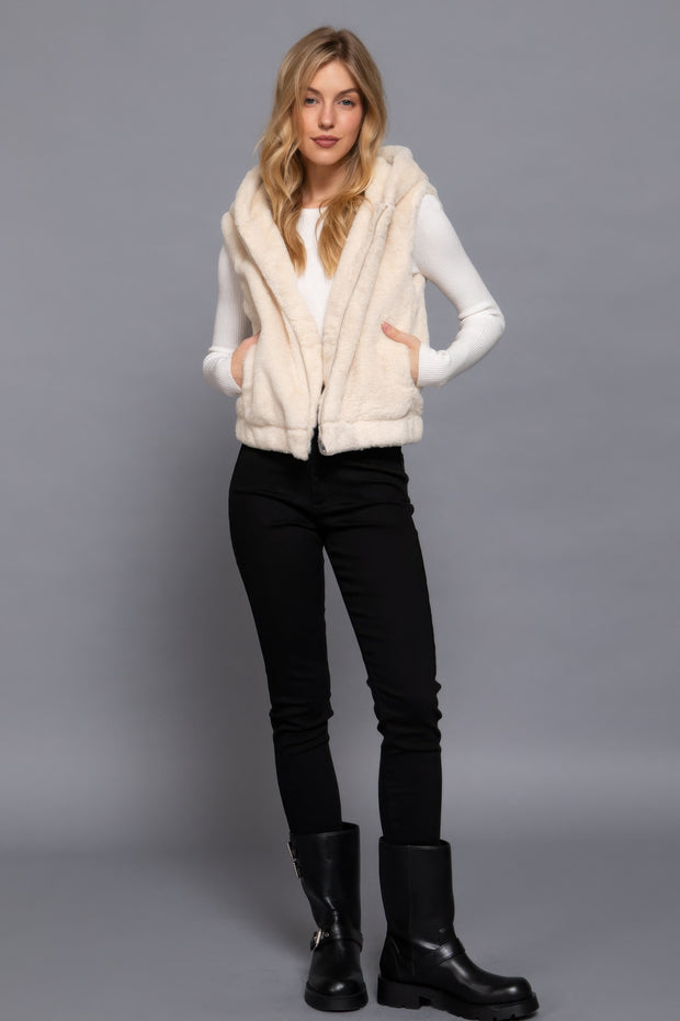 Hoodie Faux Fur Vest - Fashionmj