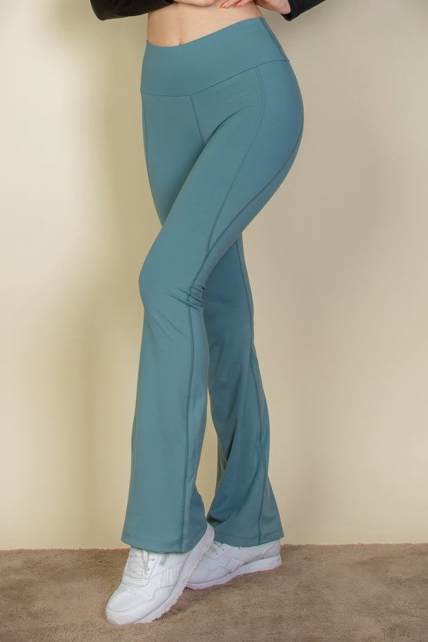 Wide waistband flare leg pants - Fashionmj