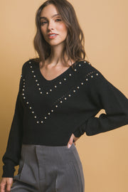 Pearl details sweater - Fashionmj