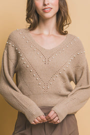 Pearl details sweater - Fashionmj