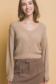 Pearl details sweater - Fashionmj