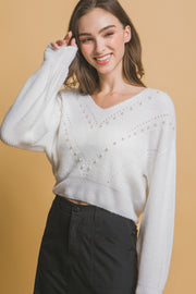 Pearl details sweater - Fashionmj