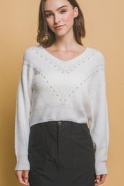 Pearl details sweater - Fashionmj