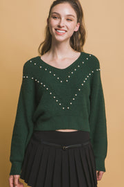 Pearl details sweater - Fashionmj