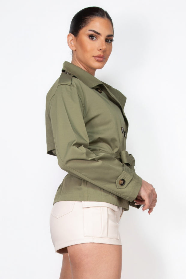 Double-breasted Waist-tie Trench Coat - Fashionmj