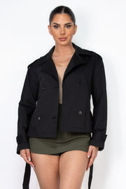 Double-breasted Waist-tie Trench Coat - Fashionmj