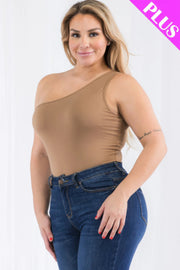 Plus size one shoulder solid casual bodysuit CCWHOLESALECLOTHING