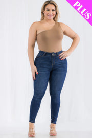 Plus size one shoulder solid casual bodysuit CCWHOLESALECLOTHING