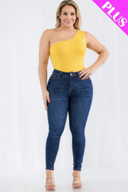 Plus size one shoulder solid casual bodysuit CCWHOLESALECLOTHING