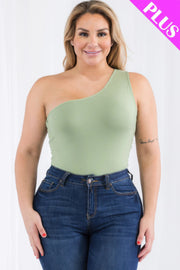 Plus size one shoulder solid casual bodysuit CCWHOLESALECLOTHING