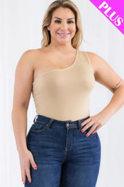 Plus size one shoulder solid casual bodysuit CCWHOLESALECLOTHING