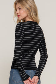 Long slv crew neck stripe sweater CCWHOLESALECLOTHING