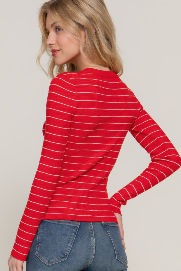 Long slv crew neck stripe sweater CCWHOLESALECLOTHING