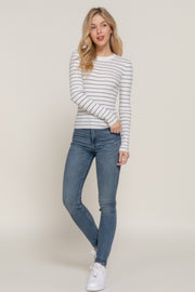 Long slv crew neck stripe sweater CCWHOLESALECLOTHING