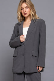 Long slv front button closure blazer CCWHOLESALECLOTHING