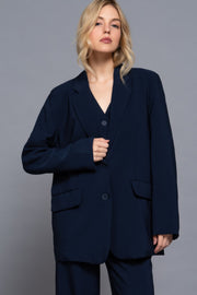 Long slv front button closure blazer CCWHOLESALECLOTHING