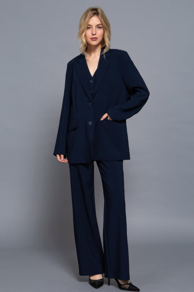 Long slv front button closure blazer CCWHOLESALECLOTHING