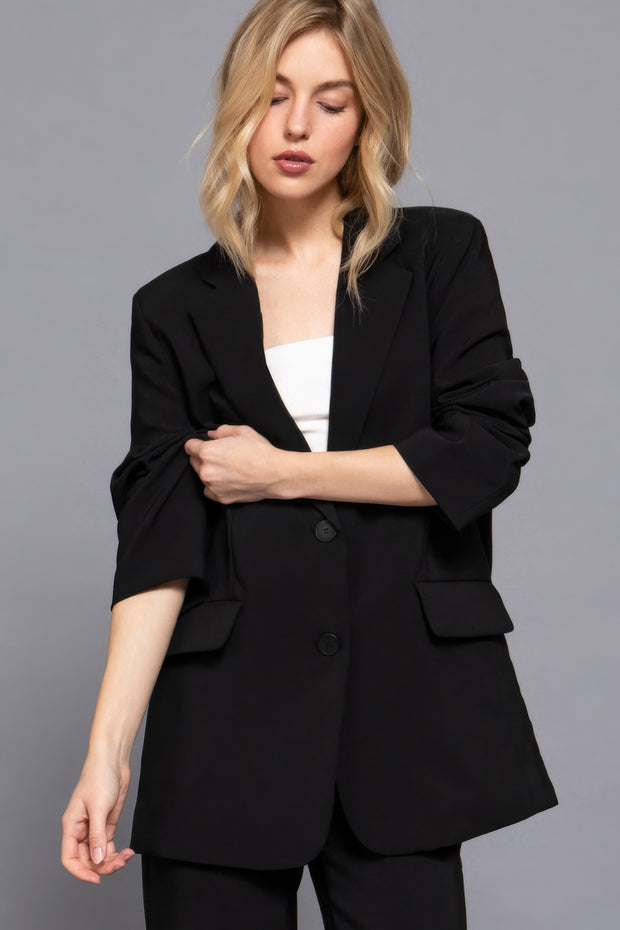 Long slv front button closure blazer CCWHOLESALECLOTHING