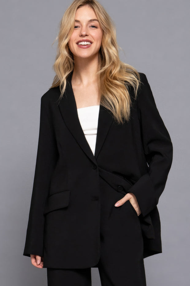 Long slv front button closure blazer CCWHOLESALECLOTHING