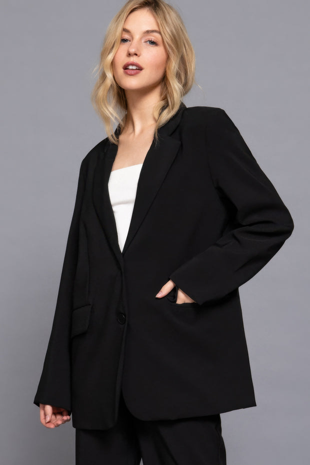 Long slv front button closure blazer CCWHOLESALECLOTHING