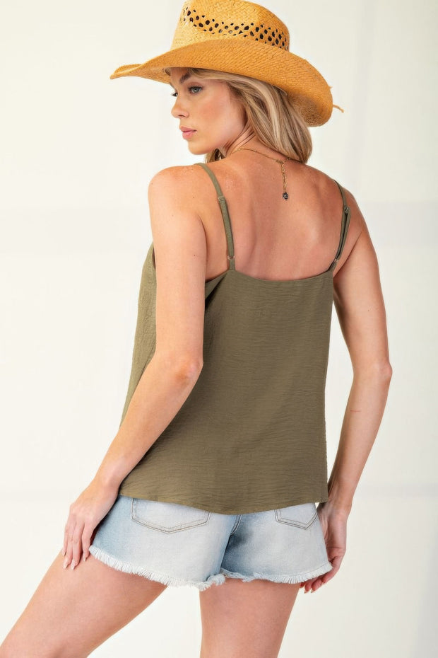 Laced textured poly woven camisole CCWHOLESALECLOTHING