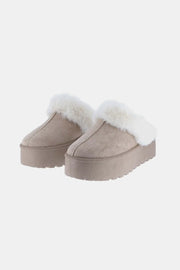 Weeboo Thick Bottom Fur Trim Snow Slippers - Fashion M&J