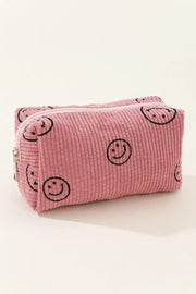 Zenana Smiley Face Corduroy Cosmetic Pouch Trendsi