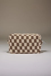 Zenana Checkered Pattern Knitted Cosmetic Pouch Trendsi