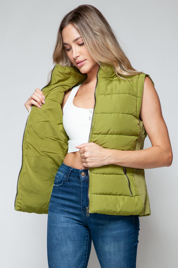 Snobbish Zip Up Turtleneck Vest with Pockets - Fashionmj