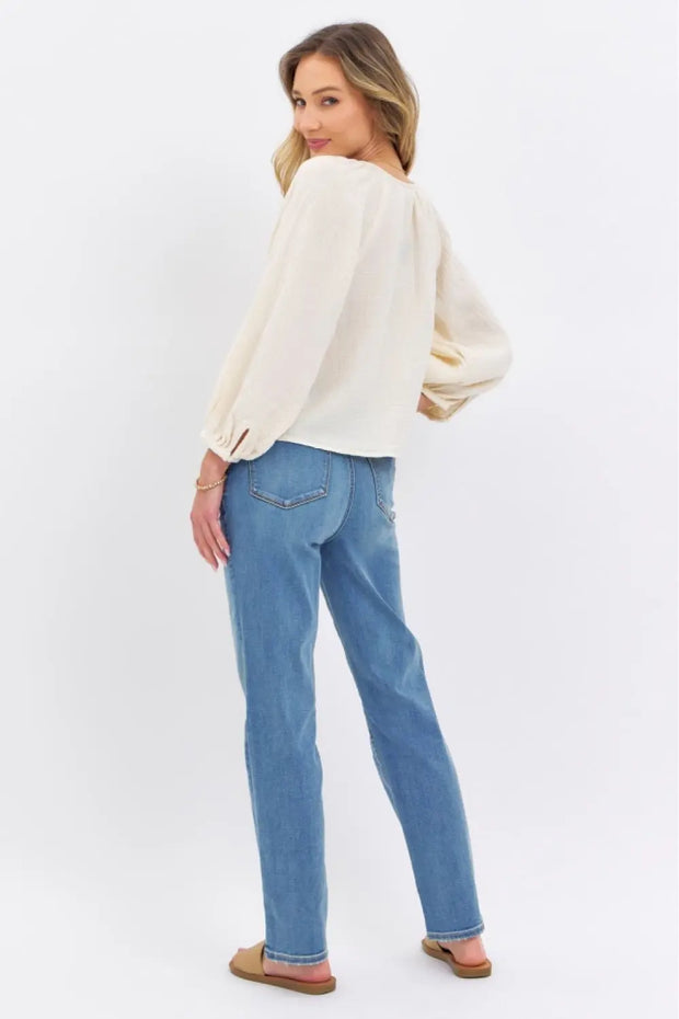 Judy Blue Full Size High Waist Straight Jeans - Fashionmj