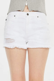 Kancan Raw Hem Distressed Denim Shorts - Fashionmj