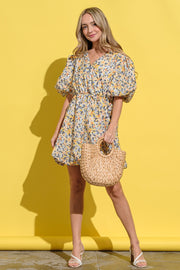 And The Why Full Size Floral Surplice Puff Sleeve Dress - Fashionmj