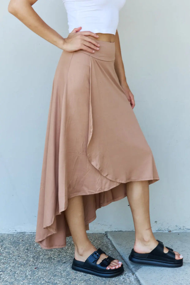 Ninexis First Choice High Waisted Flare Maxi Skirt in Camel - Fashionmj