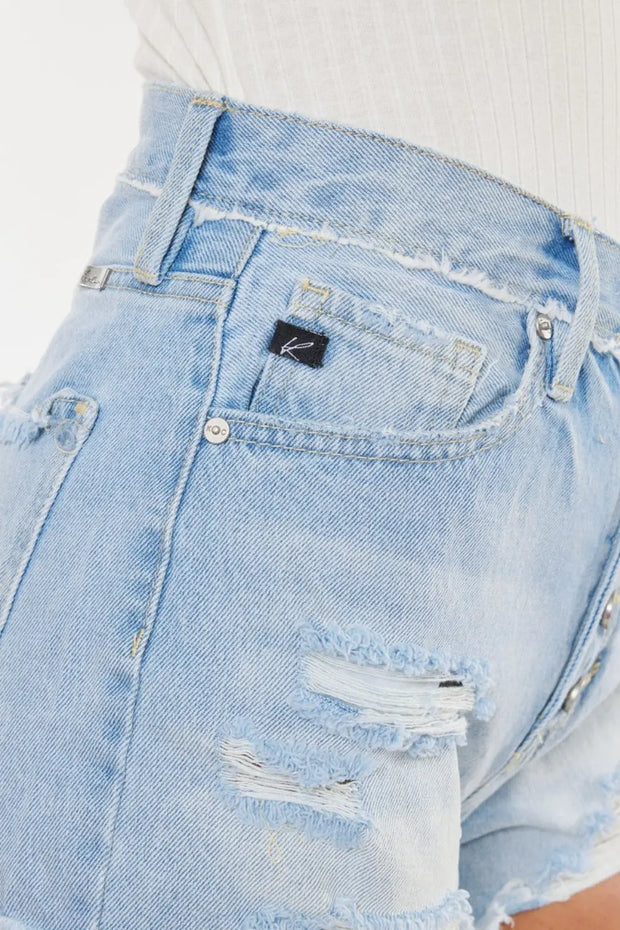 Kancan Distressed Button Fly Denim Shorts - Fashionmj