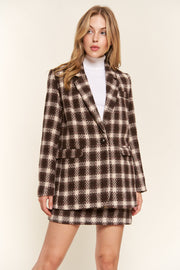 And The Why Full Size Plaid Brushed One Button Blazer - Fashionmj