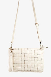 Fame Faux Leather Basket Weave  Crossbody Bag Trendsi