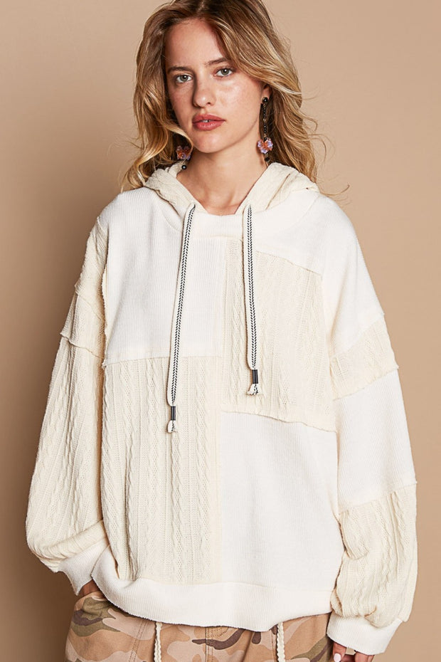 POL Exposed Seam Hooded Knit Top - Fashionmj